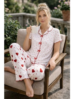 Pemilo Kadın 01644 Kısa Kol Kaşkorse Pijama Takımı