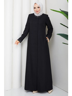 Günay Karaca Mevsimlik  Anne Büyük Beden Astarlı Pardesü Siyah 2609
