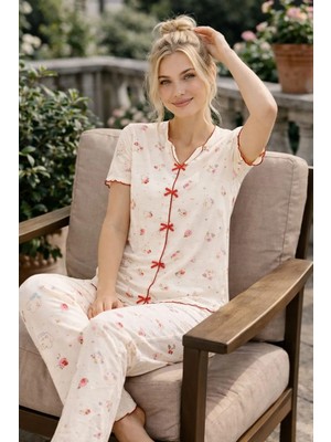 Pemilo Kadın 01669 Kısa Kol Kaşkorse Pijama Takımı