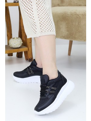 Emax Kadın Siyah Kalın Taban Spor Ayakkabı | Şık Günlük Sneaker