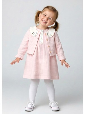 OZMOZ Müslin Kumaş Pembe Baharlık Minik Kız Çocuk Ceket