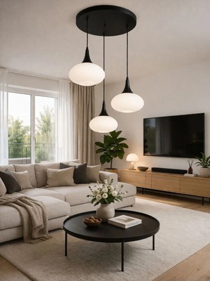 Ömür Avize Hazal Siyah Kasa 3lü Sarkıt Avize