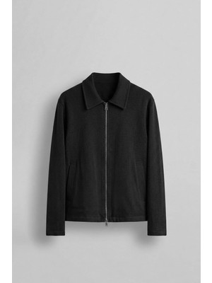 Abluka Online Erkek Relaxed Fit Keten Görünümlü Mevsimlik Ceket Siyah