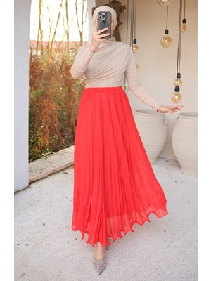 Piliseli Şifon Etek 71262-06 Oranj