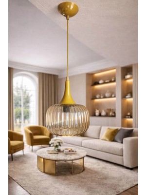 Ömür Avize Pare Eskitme Gold Tekli Sarkıt Avize