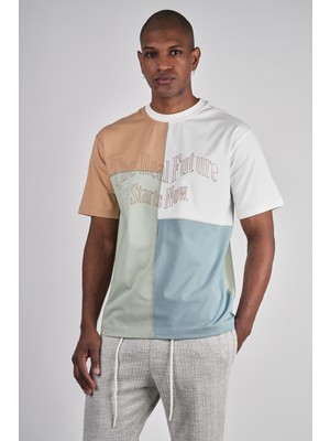 Ex-pent Erkek Karışık Suprem Kumaşlı Regular Kalıp Flok Baskılı Pamuklu Renkli T-Shirt