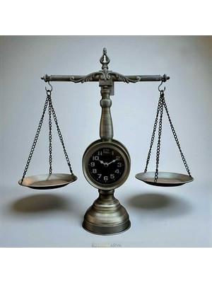 Deco Vien Adalet Terazisi Masa Saati Silver (45×49 Cm)