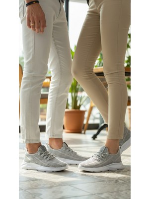 Fore Sport Unisex Gri Triko Fileli Spor Ayakkabı - Hafif Tabanlı, Günlük Yürüyüş ve Koşu Ayakkabısı