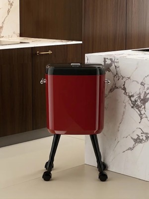 Adefco 20 Lt Kapaklı Çöp Kovası Tekerlekli Modern Tasarım Yüksek Ayaklı Çöp Kutusu