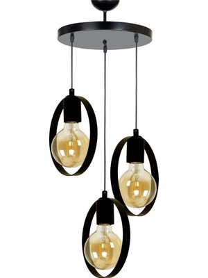 Ömür Avize Tony Modern Siyah Üçlü Avize