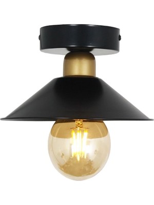 Ömür Avize Siyah Retro Rustik Plofonyer Tekli Avize