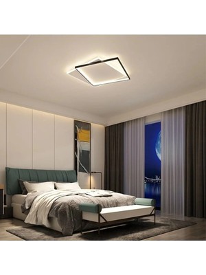 Ömür Avize Irem Siyah Beyaz Kasa Kare Ledli Avize