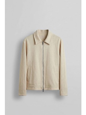 Abluka Online Erkek Relaxed Fit Keten Görünümlü Mevsimlik Ceket Bej