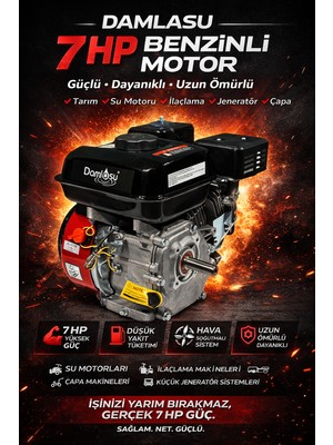 Damlasu Benzinli Motor 7hp Çapa Tip Kamalı