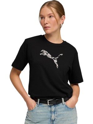 Puma Essential Graphic Animal Kadın Siyah Günlük Stil T-Shirt 69182101