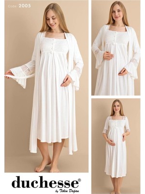 Duchesse 2005 Ekru Hamile Lohusa Gecelik Sabahlık Takım