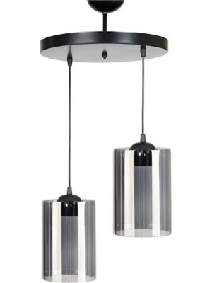 Ömür Avize Modern Füme Camlı Ikili Avize