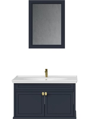 Creavit Antik Kapaklı 100 cm Antrasit Lavabo Dolabı Ikili Set