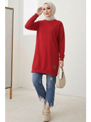 İlkimay.com Armalı Yırtmaç Detay Tunik 1665 - Kırmızı