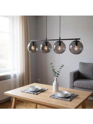 Ömür Avize Romaithal Füme Camlı Modern Tasarım Dörtlü