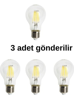 Ömür Avize CT-4217 Edison LED Rustik Ampul 8W Günışığı (Sarı) - 3’lü Paket