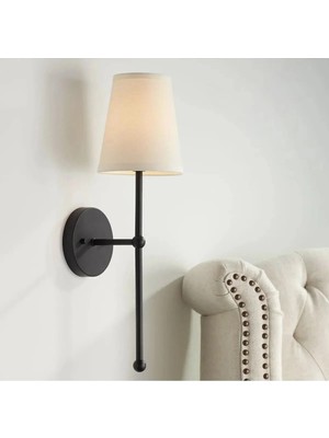 Ömür Avize Lina Krem Şapkalı Siyah Kasa Duvar Aplik Tekli