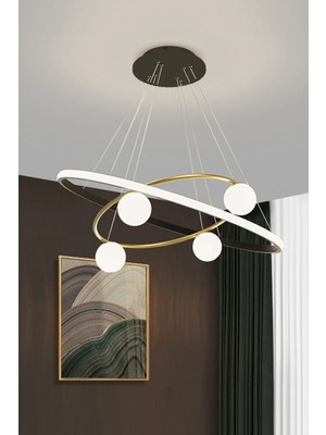 Ömür Avize Bonjour Modern Ledli Beyaz Opal Camlı Avize