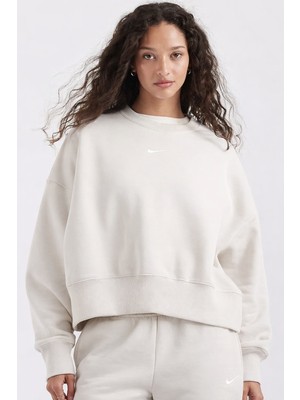 Nike Sportswear Essential Collection Fleece Oversized Kadın Sweatshirt Krem