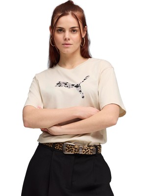 Puma Essential Graphic Animal Kadın Bej Günlük Stil T-Shirt 69182187