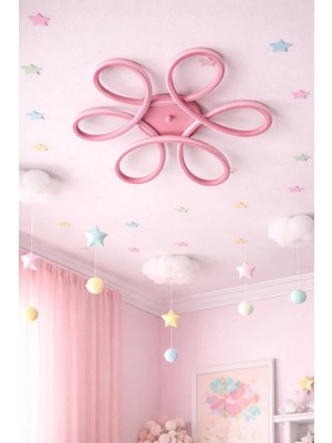 Ömür Avize Stella Modern Tasarım Ledli Pembe Çocuk Odası Avizesi