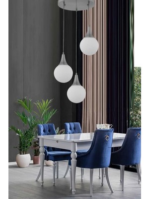 Ömür Avize Inci Modern Globe Kapalı Camlı Üçlü Avize