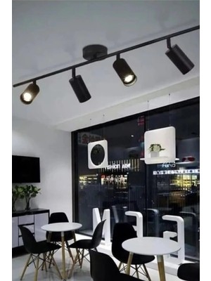 Ömür Avize Duru Siyah 4'lü Sıralı Spot Ledli Avize