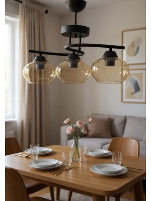 Ömür Avize Mine Sıyah Kasa 3lu Avıze