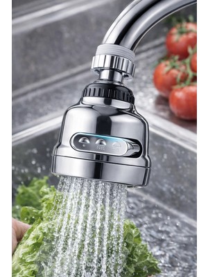 Popüler Sepet Krom 3 Fonksiyonlu 360° Döner Su Tasarruflu Musluk Başlığı Mutfak Evye ve Lavabo Için Batarya Ucu