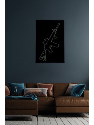 Yanardağ Modern Işıklı Silah Tasarım Tasarımlı Cam Tablo