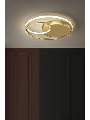 Ömür Avize Bonasera Modern Gold Kasa Beyaz Ledli Ikili Avize