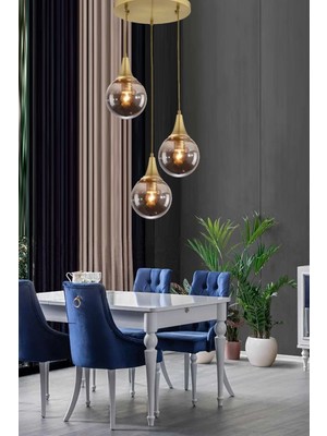 Ömür Avize Inci Modern Globe Kapalı Camlı Üçlü Avize