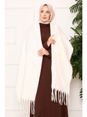 Püsküllü Omuz Şalı Ekru