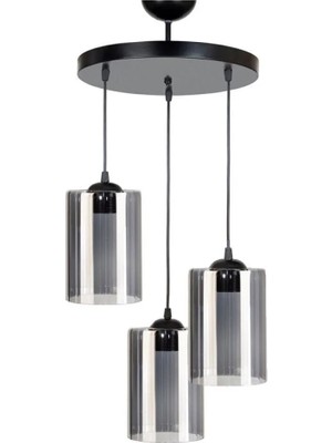 Ömür Avize Modern Füme Camlı Üçlü Avize