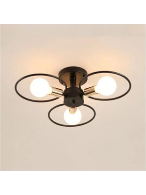 Ömür Avize Yaprak Rustik Camsız Üçlü Avize