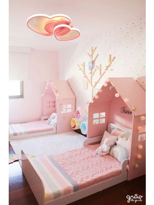 Ömür Avize Mina Pembe Kalpli Çocuk Odası Ledli Avize