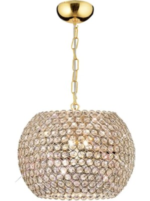 Ömür Avize Gold Kristal Taşlı Üçlü Avize