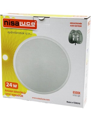 İlk El Grup Ieg™ Nisaluce EAMP-106/B 24W Radar Sensörlü Ledli Armatür Beyaz Çerçeve Mekatronik Askı Sist