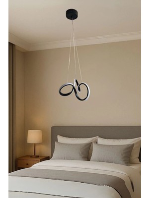 Ömür Avize Taly Siyah Kasa Ledli Avize