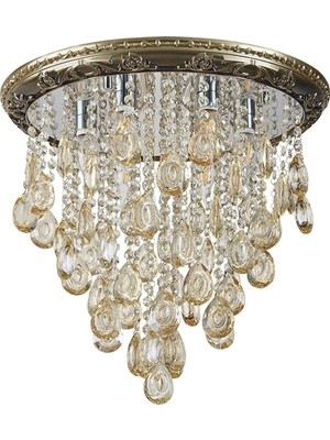 Ömür Avize Alev Kristal Taşlı 40'lık Eskitme Avize