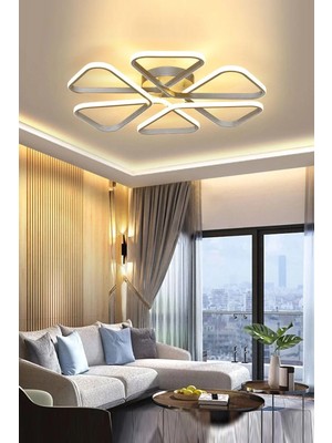 Ömür Avize Sambuka Modern Gri Kasa Beyaz Ledli Altılı Ledli Avize