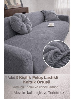 riselerhome Yumuşacık Welsoft Lastikli 3 Kişilik Koltuk Örtüsü Kaymaz Esnek ve Yıkanabilir Koltuk Kılıfı