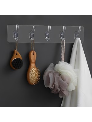  'li şeffaf yapışkanlı duvar askısı - banyo, mutfak ve kapı arkası düzenleyici