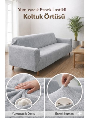 riselerhome Yumuşacık Welsoft Lastikli 3 Kişilik Koltuk Örtüsü Kaymaz Esnek ve Yıkanabilir Koltuk Kılıfı
