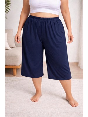  oversize pamuk penye kapri şort – büyük beden